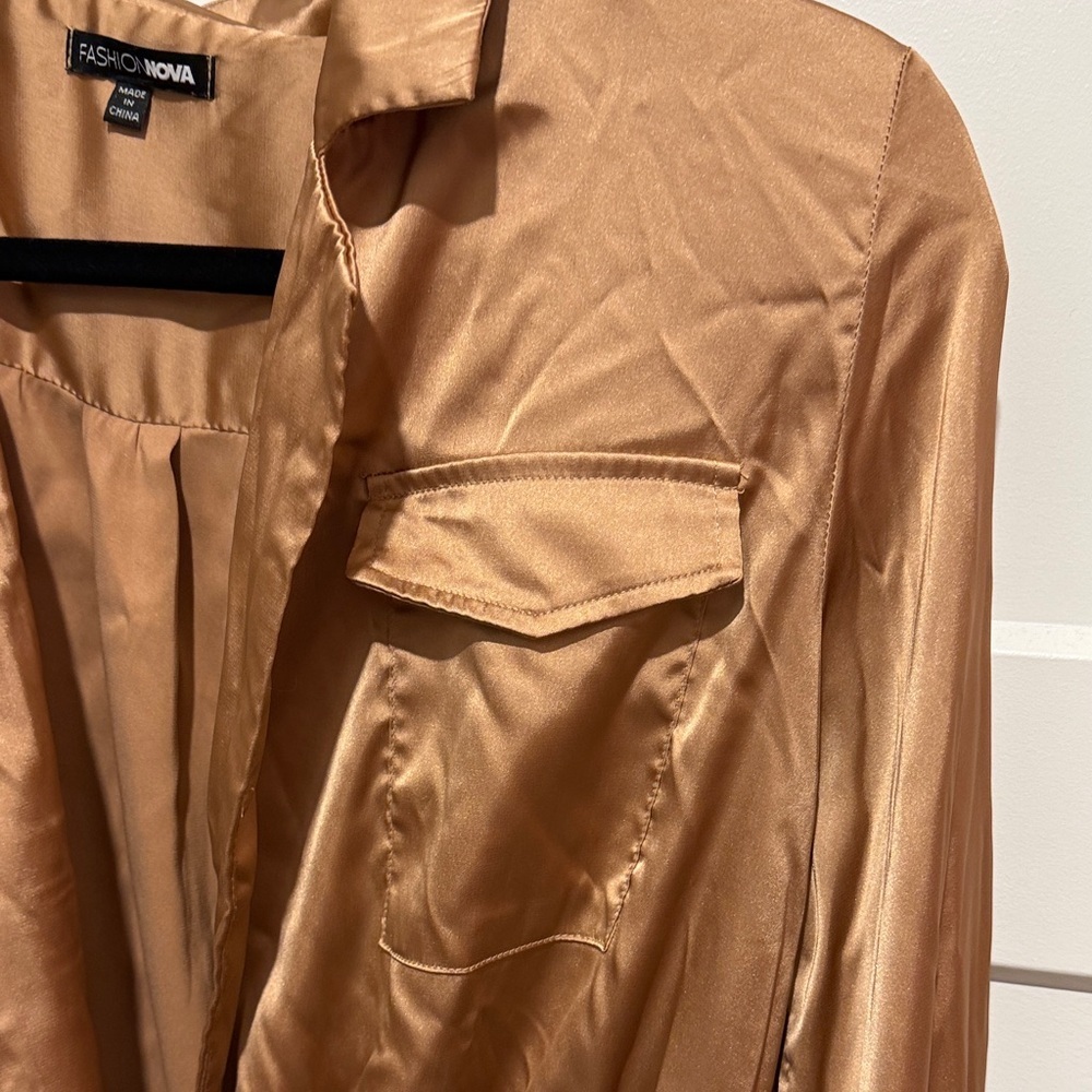 Fashion Nova Bronze Long Sleeve Bodysuit - Picture 2 of 7
